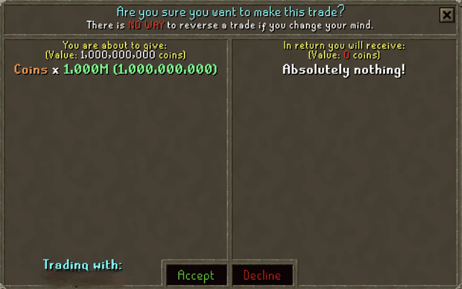 OSRS GP Trade - Direct 1 billion gold coin transfer